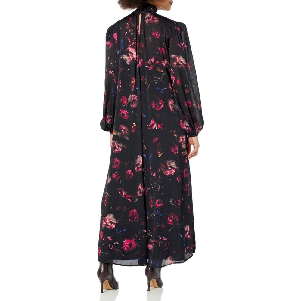 The Drop Women's Black Floral Print Mock-Neck Maxi Dress by @karenbritchick, L - Picture 2 of 3